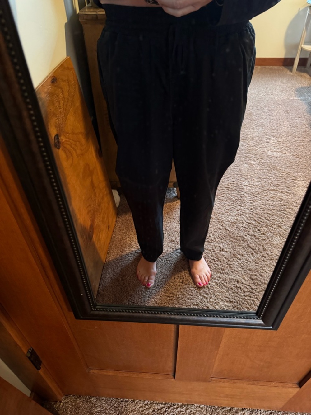 Everyday Black Straight-Leg Pants with Drawstring Waist